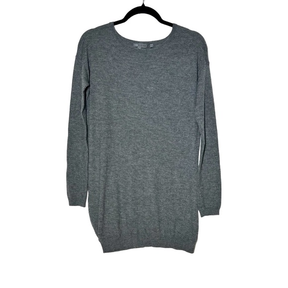Vince Cashmere Dark Gray Long Tunic Sweater with Ribbed Elastic Hem, Size Small - Picture 1 of 10
